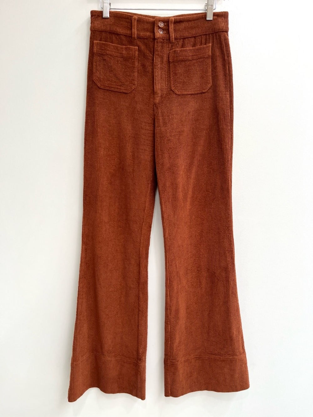 Faherty Phoebe Corduroy Flare Pants High Rise Front Patch Pocket Trousers 27